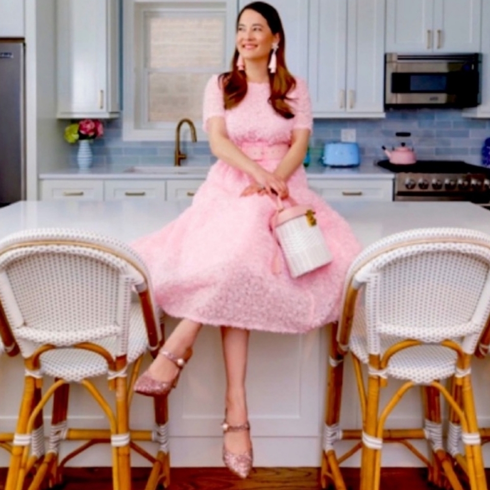 Halogen X Atlantic-Pacific Floret Pink Ballerina Midi Dress Size 3X Blair Eadie - Picture 2 of 16